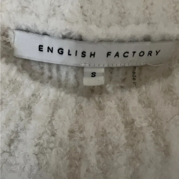 English Factory Ladies small Cream Cozy Crew Neck Sweater Wool Blend Sheep Fur - Picture 3 of 8